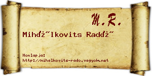 Mihálkovits Radó névjegykártya